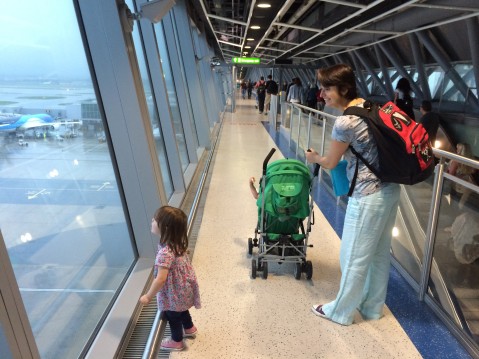 Somebody is excited to see the big planes!